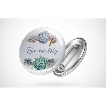 Svatební dekorace Rozlučková placka tým nevěsty - průměr 25 mm