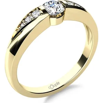 Prsten Couple, Moderní zásnubní prsten Cindy, žluté zlato se zirkony, vel. 52, prům. 16.6 mm, 585-68-1-4257.0Z00.0.52.001