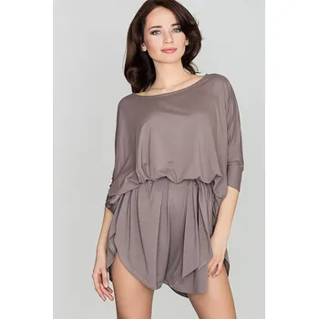 Dámský overall Volný overal z mírně elastické viskózy K315 Barva: Hnědá, Velikost: ONE SIZE