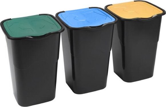 Sada plastových košů na třídění odpadu - 3 x 50 l