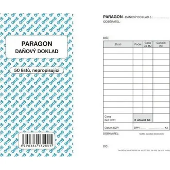 Tiskopis OPTYS - Český výrobce TISKÁRNA Paragon obchodní, 7,5 × 14,8 cm, 50 listů, OPTYS 1320