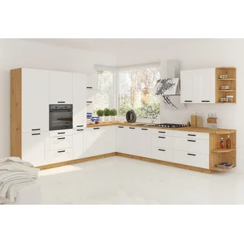 Kuchyňská linka Kuchyňská linka LUNA artisan/bílá MDF, Rohová sestava E, 310x340 cm