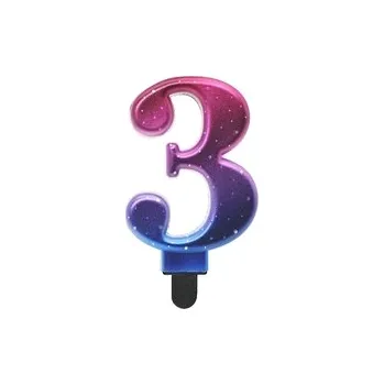 Dortová svíčka Dortová svíčka Metalická (fialovo-modrá) - Číslice 3