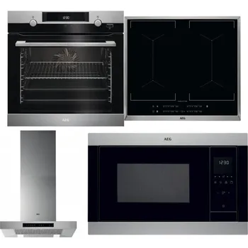 Set domácích spotřebičů AEG Mastery SteamBake BCK455350M + AEG Mastery DoubleBridge IKE64450XB + AEG Mastery DBB5660HM + AEG Mastery MSB2547D-M
