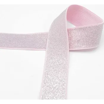 Textilie Pruženka světle růžová lurexová, 40mm