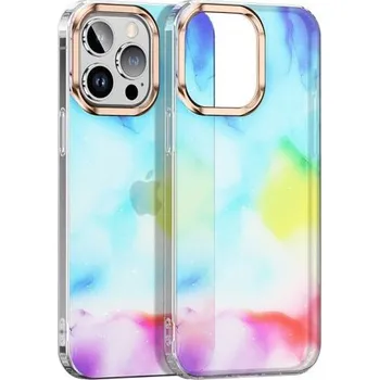 Pouzdro na mobilní telefon Třpytivý kryt se vzorem vodových barev pro iPhone 14 Pro Max - duhový