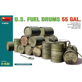 Plastikový model Miniart 1/48 U.S. Fuel Drums 55 Gal.