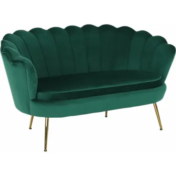 Pohovka Tempo Kondela Lavice ve stylu Art-deco, smaragdová Velvet látka / gold chrom-zlatý, NOBLIN