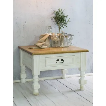 Konferenční stolek Rustikální konferenční stolek WHITE HOME MES08 Barevné provedení: Bílý vosk K17 - bezbarvý vosk K09, Provedení: varianta B