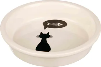 miska pro kočku Trixie Keramická miska s černou kočkou 13 cm bílá 250 ml