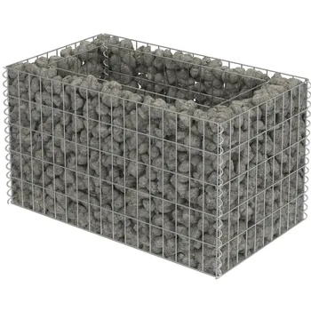 Vyvýšený záhon Gabionový vyvýšený záhon 90 x 50 x 50 cm stříbrný