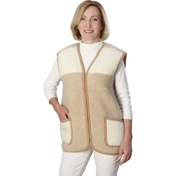 Dámská vesta Wooline Vesta z ovčí vlny Alpen Zip bez límce béžová Velikost: XL