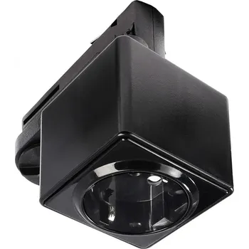 Bodové svítidlo Deko-Light kolejnicový systém 3-fázový 230V D Line adaptér se zásuvkou 220-240V AC/50-60Hz černá RAL 9011 58,5 710026