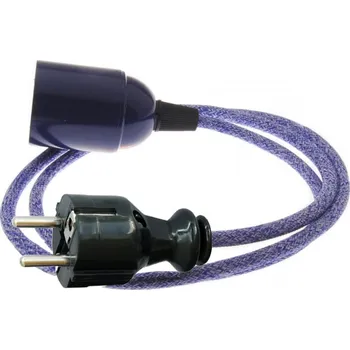 Příslušenství pro svítidlo Textilní kabel 2x0,75mm2 Kropenatý Modro-Bílý 41 s objímkou a vidlicí