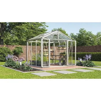 Skleník Skleník Vitavia Zeus Comfort 6200 kombinace skla a polykarbonátu 258 x 242 cm hliník vč. podlahového rámu