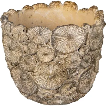 Květináč Šedý zdobený květináč M - Ø 14*13 cm