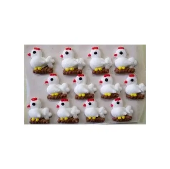 Jedlá dekorace na dort Cukrová ozdoba - SLEPIČKY bílé