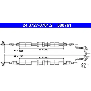 Lanko parkovací brzdy Lanovod parkovací brzdy ATE 24.3727-0761.2