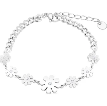 Náramek biju Náramek na ruku z chirurgické oceli, květiny ozdobené zirkony 2002177