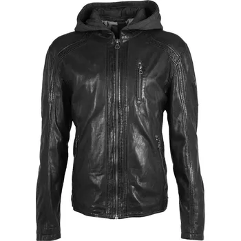 Pánská casual bunda Černá pánská kožená bunda GMCLANCE Velikost 62