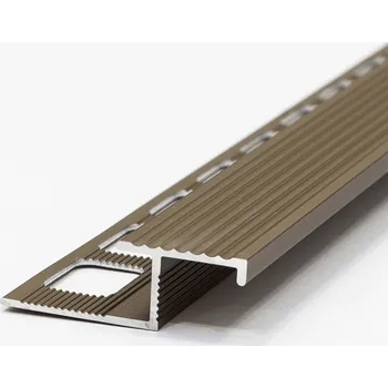 Stavební profil Schodová lišta Havos Z 12,5mm / 2,5m elox champagne s nášlapnou hranou (Schodový profil "Z" AL 12mm /2,5m elox champagne )