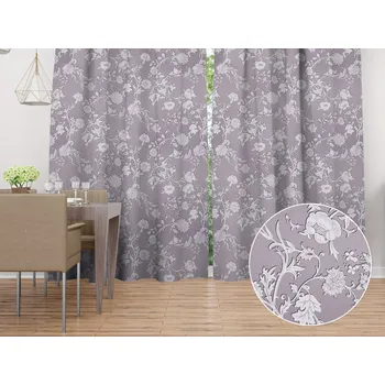 ubrus Dekorační závěs PM-045 Zámecké květy na pastelově fialovém 145x140 cm