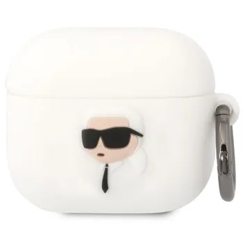 Příslušenství pro sluchátka Karl Lagerfeld 3D Logo NFT Karl Head pouzdro pro Apple AirPods 3 bílé