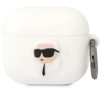 Příslušenství pro sluchátka Karl Lagerfeld 3D Logo NFT Karl Head pouzdro pro Apple AirPods 3 bílé