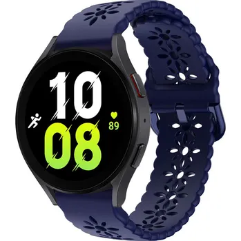 Příslušenství k chytrým hodinkám eses Silikonový řemínek dírkovaný se vzorem pro Samsung Galaxy Watch 4, 5, 6, 7 - Tmavě modrý, 20 mm