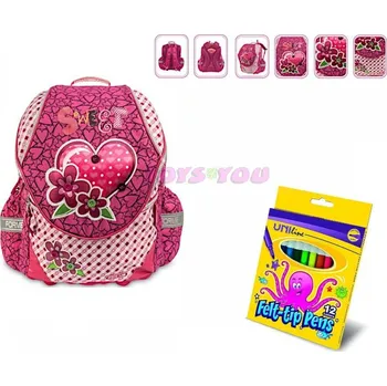 Školní batoh Batoh ergonomický Sweet + fixy Uni line 12 ks ZDARMA