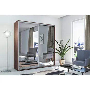 Dětská skříň Zrcadlová šatní skříň Amadio A 200 - výška 245 - dub čokoláda