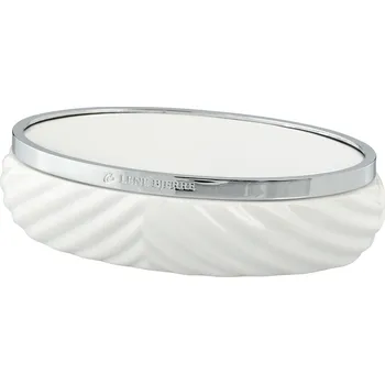 Mýdlenka LENE BJERRE Podložka pod tuhé mýdlo MILDA bílá se stříbrným lemem