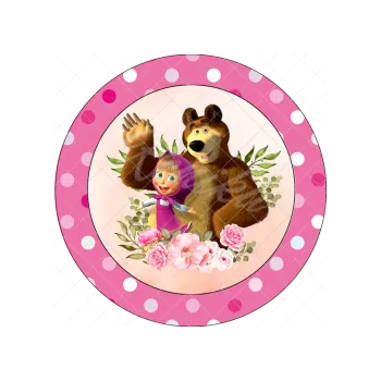 Jedlá dekorace na dort MÁŠA, MEDVĚD a květina, VARIANTA Jedlý papír 1644