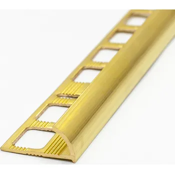 Stavební profil Schodová lišta Oblá 10mm / 2,5m leštěná mosaz, ukončovací, masiv (Mosaz oblouček 10mm / 2,5m leštěný )