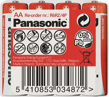 Článková baterie Panasonic R6RZ Red Zinc AA 4 ks