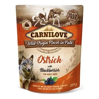 Krmivo pro psa Carnilove vlhké krmivo pro dospělé psy Pštros a Ostružiny 300g kapsička, bez obilovin