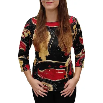 Dámská halenka Halenka Pratto černá se žluto-červeným vzorem velikost pratto: 54