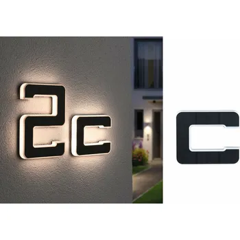 Venkovní osvětlení PAULMANN Solární LED domovní číslo a svítidlo písmeno C vč. vyměnitelné nabíjecí baterie IP44 3000K černá