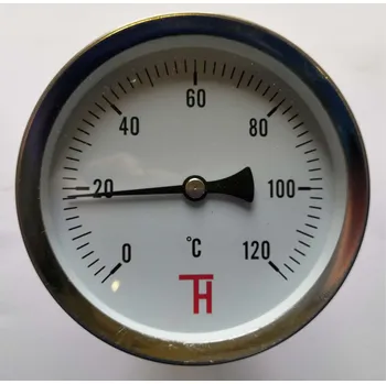 teploměr rovný pr. 100 mm rozsah 0-120°C včetně jímky 50 mm G 1/2