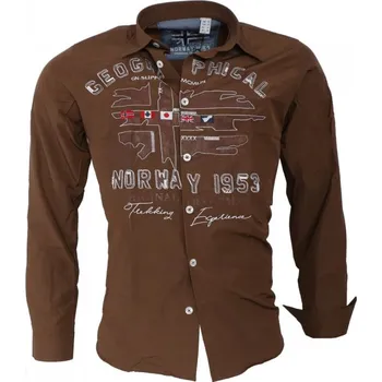 Pánská móda GEOGRAPHICAL NORWAY košile pánská ZOLDUC MEN 100 S taupe