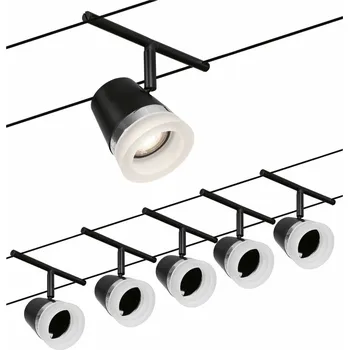 Bodové svítidlo PAULMANN Lankový systém Cone základní sada GU5,3 max. 5x10W 230/12V černá mat/chrom
