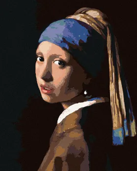 Zuty Dívka s perlou Jan Vermeer bez rámu 40 x 50 cm