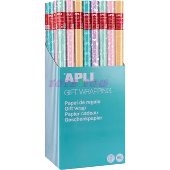 Balící papír APLI balicí dárkový papír v roli NORDIK FUN PASTEL, 70 cm x 2 m, mix 5 vzorů