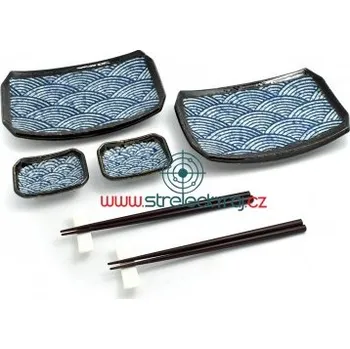porcelánový servis na SUSHI - Blue Wawe Midi - 2osoby