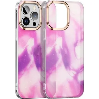 Pouzdro na mobilní telefon Třpytivý kryt se vzorem vodových barev pro iPhone 12 Pro Max - fialový