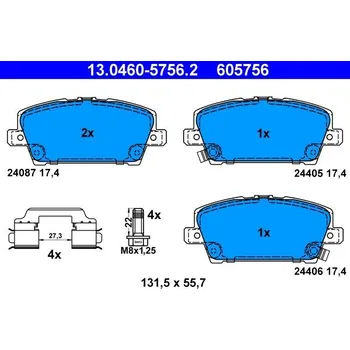 Brzdová destička Sada brzdových destiček, kotoučová brzda ATE 13.0460-5756.2