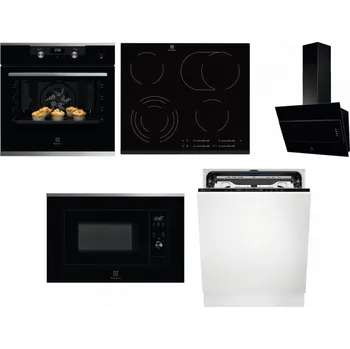 Set domácích spotřebičů ELECTROLUX KODEH70X + ELECTROLUX EHF6547FXK + ELECTROLUX LFV316K + ELECTROLUX LMS2203EMX + ELECTROLUX EEM69410L