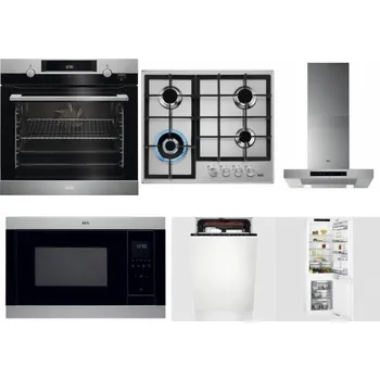 Set domácích spotřebičů AEG Mastery SteamBake BCK455350M + AEG Mastery StepPower HGB64420SM + AEG Mastery DBB5660HM + AEG Mastery MSB2547D-M + AEG Mastery MaxiFlex FSE73507P + AEG Mastery FlexiShelf SCE818D3LC