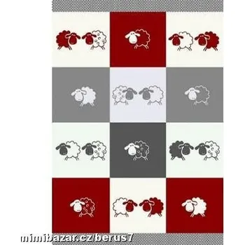 Utěrka Utěrky egyptská bavlna Ovečky barevné v kostce ČERVENÁ