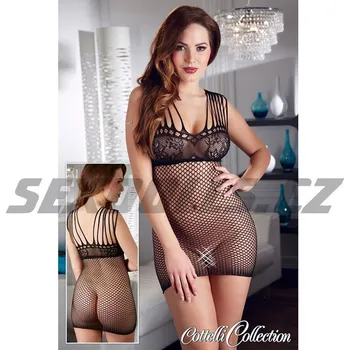 Dámské erotické šaty Cottelli Collection síťované šaty s krajkou Kleid Träger